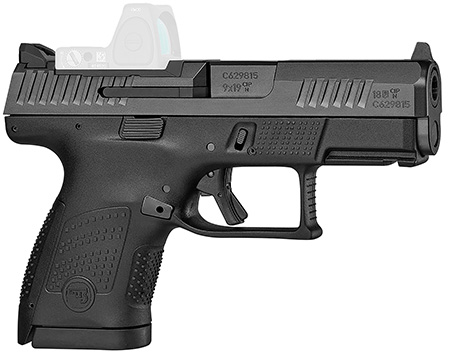CZ-USA 01568 P-10 S Sub-Compact Frame 9mm Luger 10+1 3.50" Black Steel Barrel, Black Nitride Optic Ready/Serrated Steel Slide, Black Polymer Frame w/Picatinny Rail