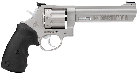 Taurus 2608069CMP 608 Competition 357 Mag/38 Special +P 8rd 6" Matte Stainless Steel Barrel, Cylinder & Frame, Black Finger Grooved Grip, Transfer Bar Safety, Exposed Hammer