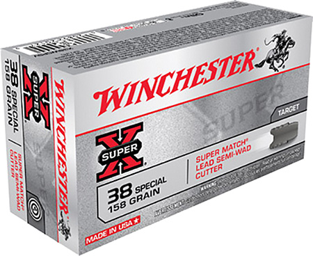 Winchester Ammo X38WCPSV Super X 38Special 158gr Super Match Lead Semi Wadcutter 50 Per Box/10 Case