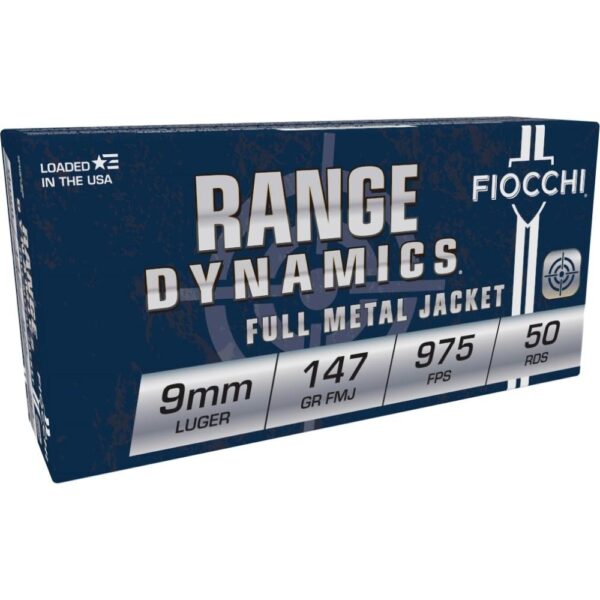 Fiocchi Pistol Shooting Dynamics Handgun Ammunition 9mm Luger 147 gr FMJ 1000 fps 50/box