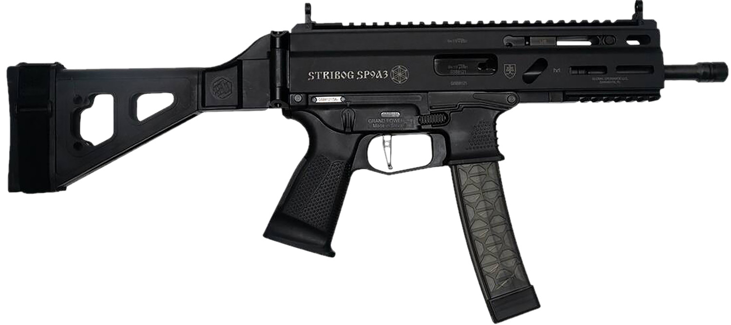 Global Ordnance LLC 850003223117 Grand Power Stribog SP9A3 9mm Luger 30+1 Black SB Tactical Brace