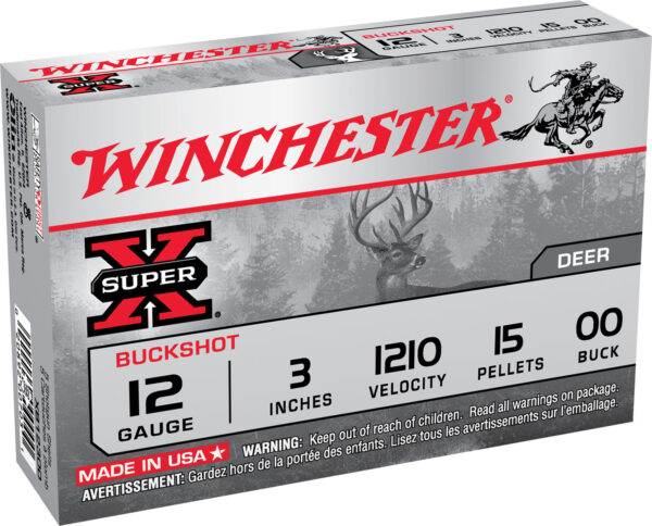 Winchester Ammo XB12300 Super X  12Gauge 3" 15Pellets 00Buck Shot 5 Per Box/50 Case