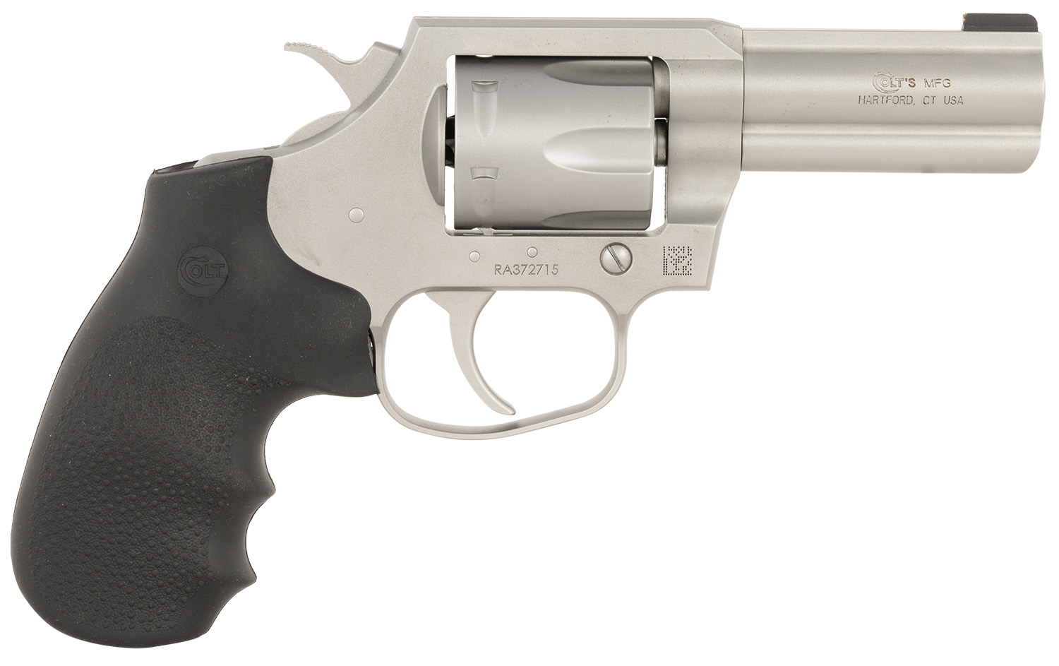 Colt Mfg KCOBRASM3BB King Cobra Small 357 Mag 6 Shot 3" Matte Stainless Steel Barrel, Cylinder Frame, Black Hogue Overmolded Grips, Exposed Hammer