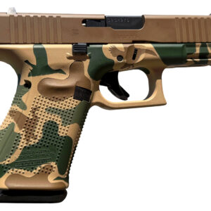 Glock PA195S204DHG G19 Gen5 Compact Frame 9mm Luger 15+1 4.02" Black GMB Barrel, Vintage Camo Brown cerakote Serrated Steel Slide, Camo Polymer Frame w/Picatinny Rail & Grip, Ambidextrous