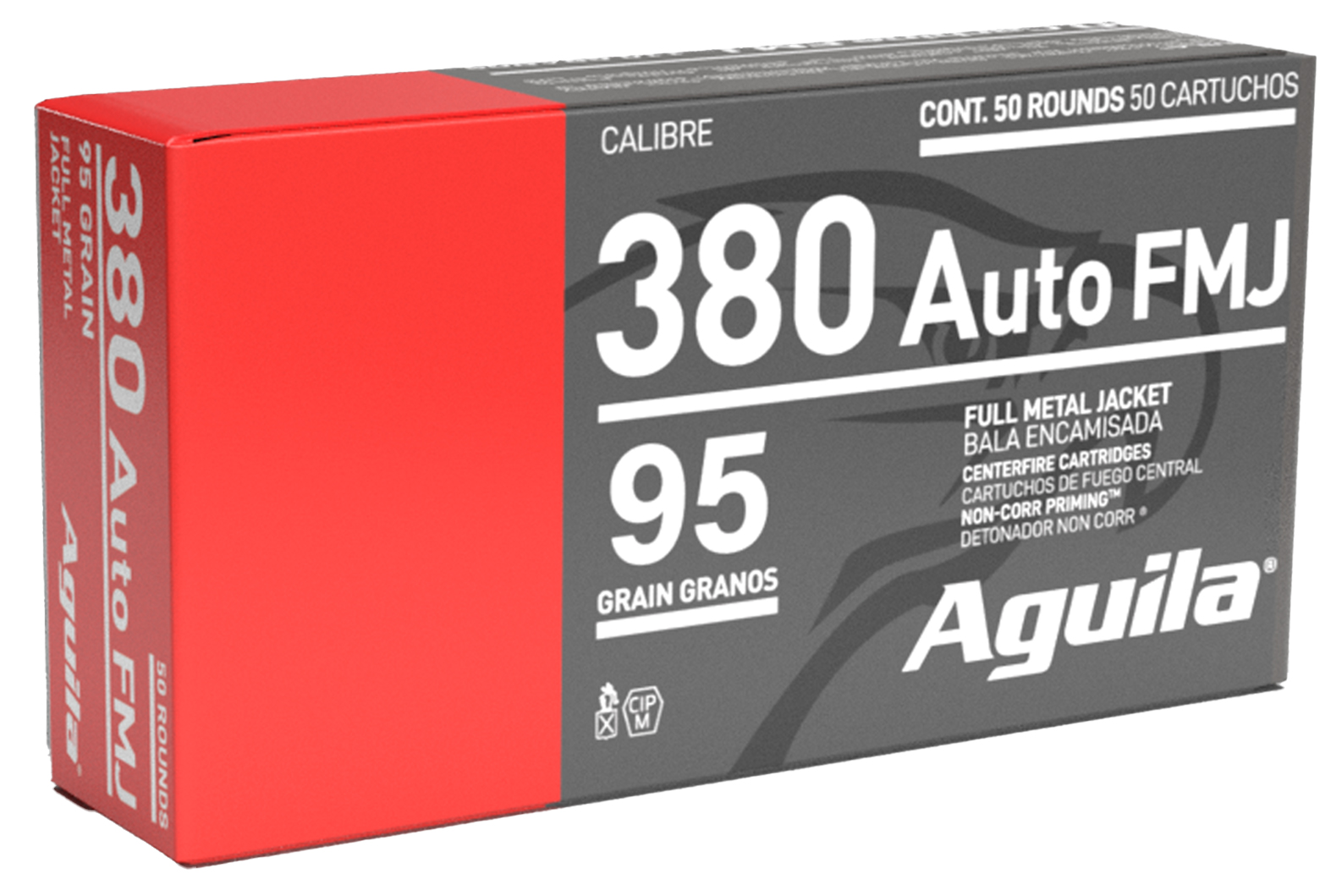 Aguila Ammunition .380 ACP 95gr FMJ Brass – 50rd