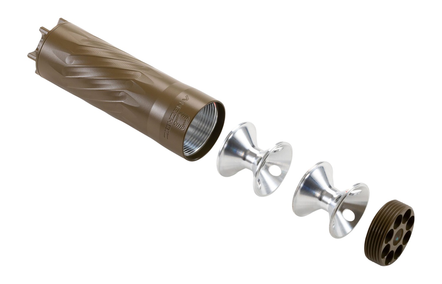 Anechoic PSQ-FDE Pipsqueak 22 22 Cal 1.10" FDE Titanium 1/2"x28 - ANECHOIC Suppressors