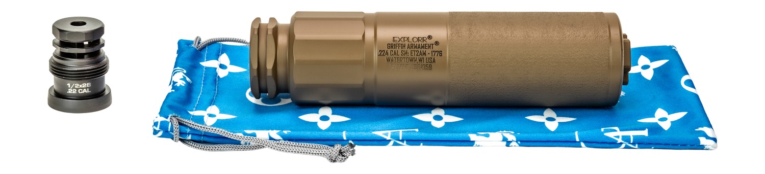 Griffin Armament GAET2FDEAM-W Explorr 224 Cal Flat Dark Earth Stainless Steel/Nickel 1/2"x28 - Griffin Armament